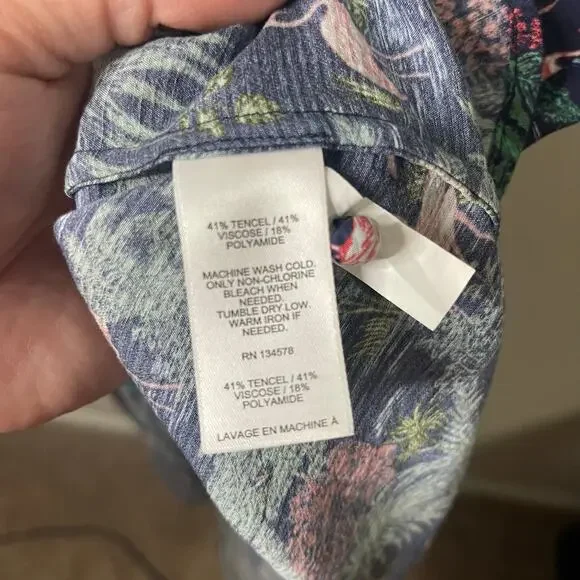 Vineyard Vines Textured Button Front Kaftan Dress Tropical Navy - Size XXS - Picture 6 of 8